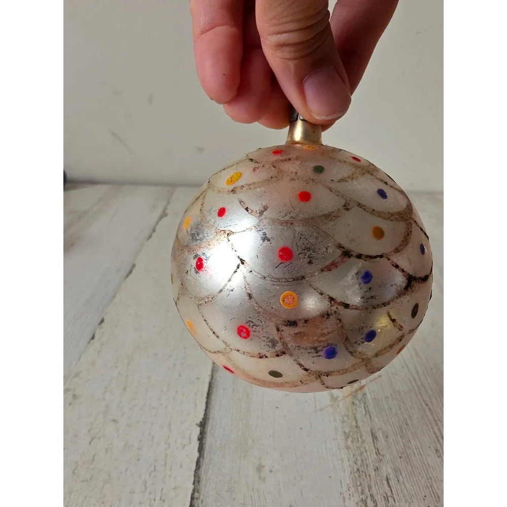 Vintage Poland mermaid glass ornament rainbow jumbo Xmas tree